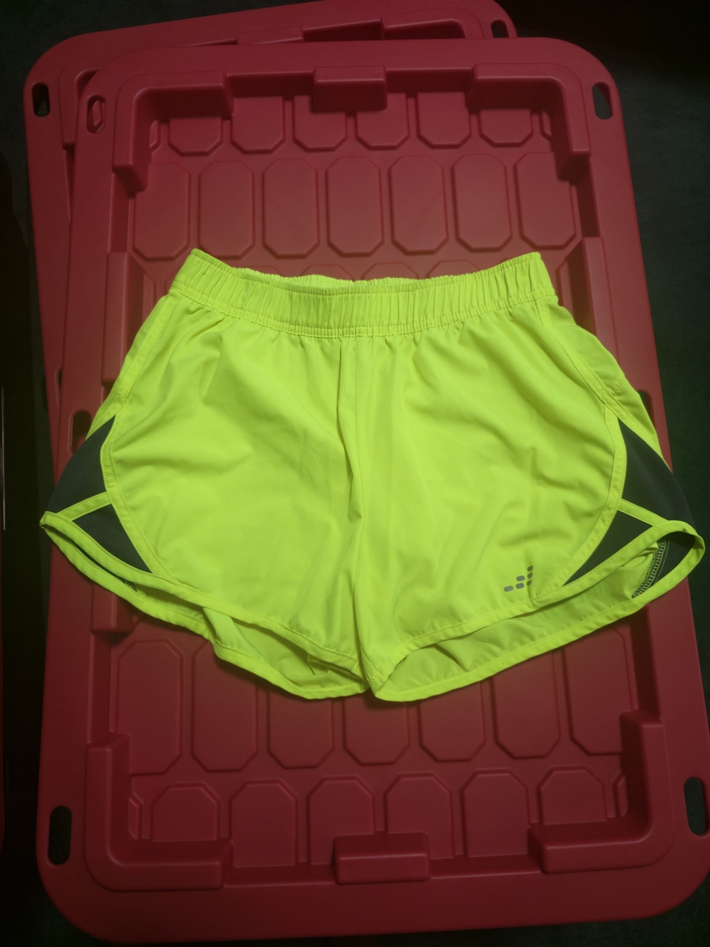 bcg Neon Yellow Athletic Women's Shorts with Black Trim